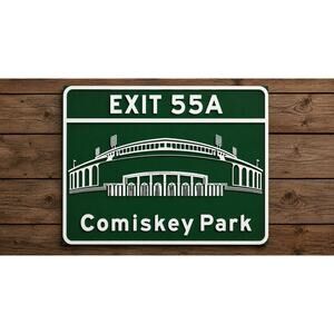 Comiskey Park Exit 55A Road Sign Chicago Illinois Baseball Stadium White Sox